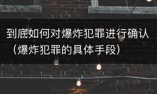 到底如何对爆炸犯罪进行确认（爆炸犯罪的具体手段）