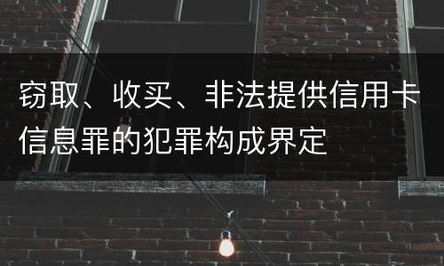 窃取、收买、非法提供信用卡信息罪的犯罪构成界定