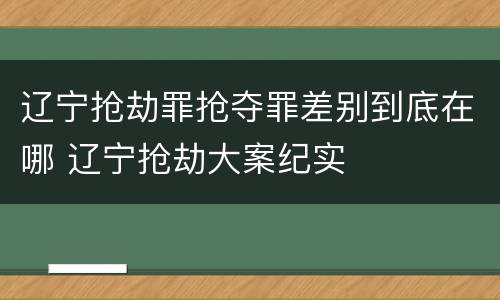 辽宁抢劫罪抢夺罪差别到底在哪 辽宁抢劫大案纪实