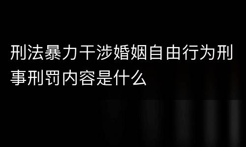 刑法暴力干涉婚姻自由行为刑事刑罚内容是什么