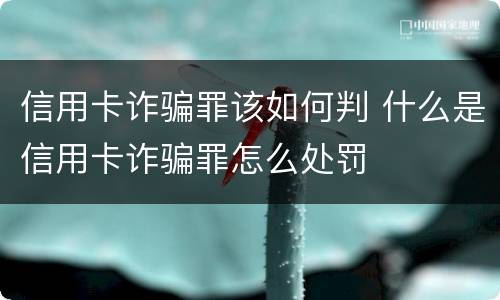 信用卡诈骗罪该如何判 什么是信用卡诈骗罪怎么处罚