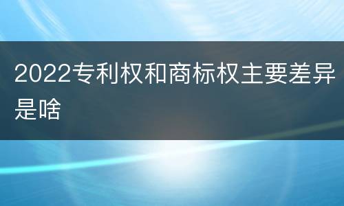 2022专利权和商标权主要差异是啥