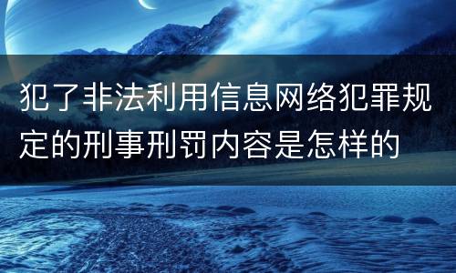 犯了非法利用信息网络犯罪规定的刑事刑罚内容是怎样的