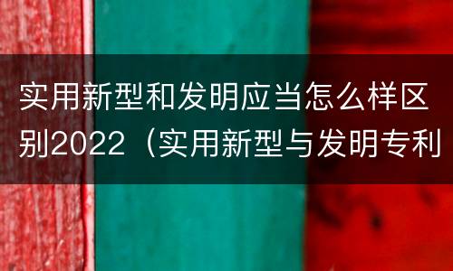 实用新型和发明应当怎么样区别2022（实用新型与发明专利的区别有哪些）