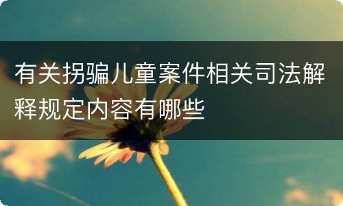 有关拐骗儿童案件相关司法解释规定内容有哪些