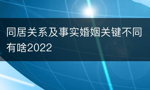 同居关系及事实婚姻关键不同有啥2022