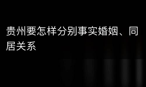 贵州要怎样分别事实婚姻、同居关系