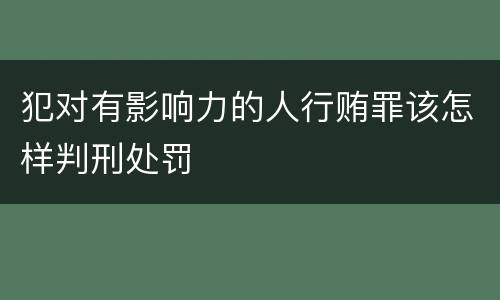 犯对有影响力的人行贿罪该怎样判刑处罚