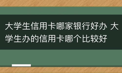 大学生信用卡哪家银行好办 大学生办的信用卡哪个比较好