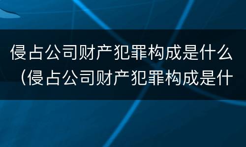 侵占公司财产犯罪构成是什么（侵占公司财产犯罪构成是什么罪名）