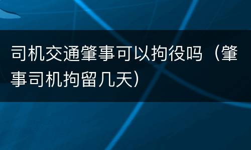 司机交通肇事可以拘役吗（肇事司机拘留几天）