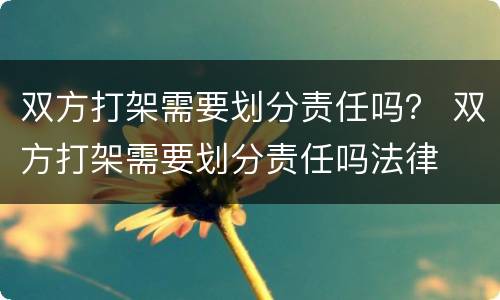 双方打架需要划分责任吗？ 双方打架需要划分责任吗法律