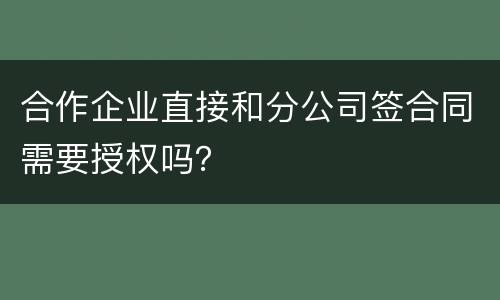 合作企业直接和分公司签合同需要授权吗？