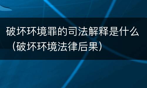 破坏环境罪的司法解释是什么（破坏环境法律后果）