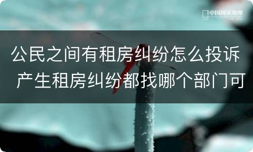 公民之间有租房纠纷怎么投诉 产生租房纠纷都找哪个部门可以解决