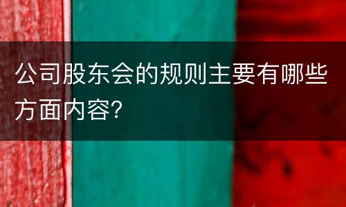 公司股东会的规则主要有哪些方面内容？