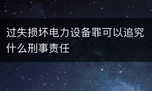 过失损坏电力设备罪可以追究什么刑事责任