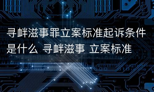 寻衅滋事罪立案标准起诉条件是什么 寻衅滋事 立案标准