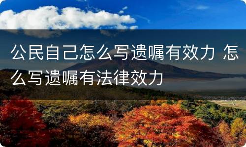 公民自己怎么写遗嘱有效力 怎么写遗嘱有法律效力