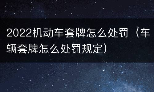 2022机动车套牌怎么处罚（车辆套牌怎么处罚规定）