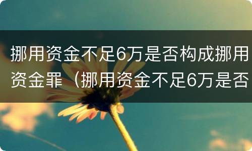 挪用资金不足6万是否构成挪用资金罪（挪用资金不足6万是否构成挪用资金罪）