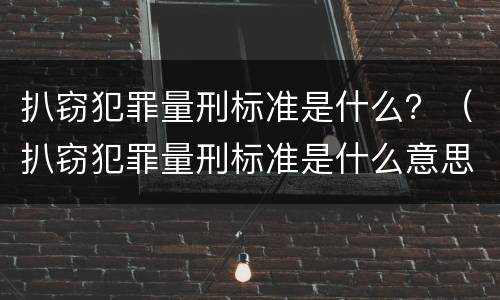 扒窃犯罪量刑标准是什么？（扒窃犯罪量刑标准是什么意思）