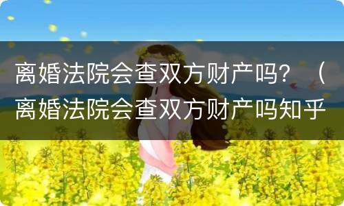 离婚法院会查双方财产吗？（离婚法院会查双方财产吗知乎）