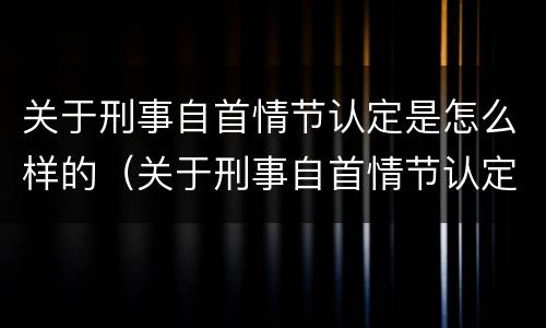 关于刑事自首情节认定是怎么样的（关于刑事自首情节认定是怎么样的标准）