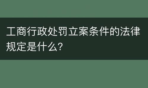 工商行政处罚立案条件的法律规定是什么？