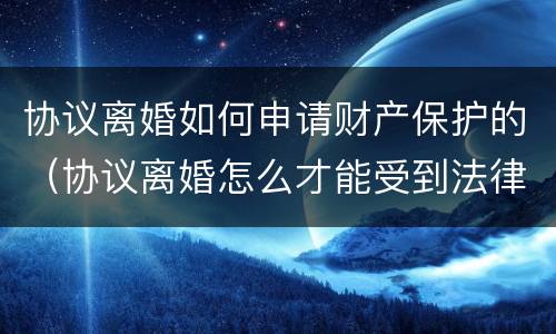 协议离婚如何申请财产保护的（协议离婚怎么才能受到法律保护）