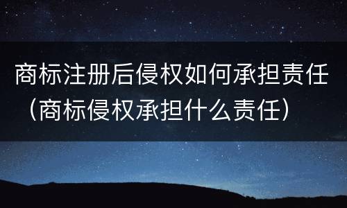 商标注册后侵权如何承担责任（商标侵权承担什么责任）