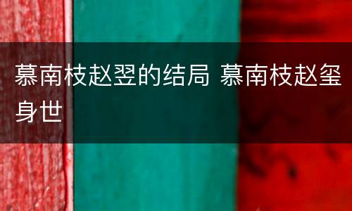 慕南枝赵翌的结局 慕南枝赵玺身世