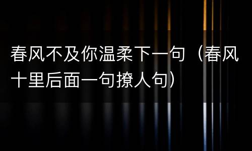 春风不及你温柔下一句（春风十里后面一句撩人句）