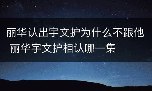 丽华认出宇文护为什么不跟他 丽华宇文护相认哪一集