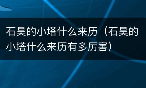 石昊的小塔什么来历（石昊的小塔什么来历有多厉害）