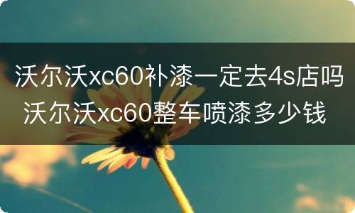 沃尔沃xc60补漆一定去4s店吗 沃尔沃xc60整车喷漆多少钱