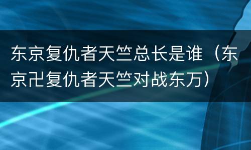 东京复仇者天竺总长是谁（东京卍复仇者天竺对战东万）