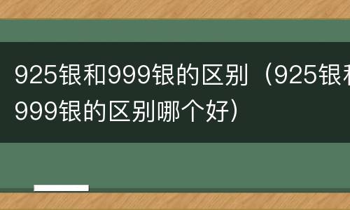 925银和999银的区别（925银和999银的区别哪个好）