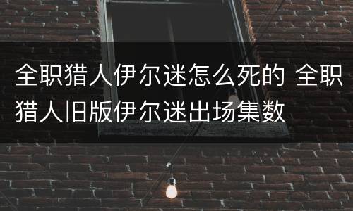 全职猎人伊尔迷怎么死的 全职猎人旧版伊尔迷出场集数