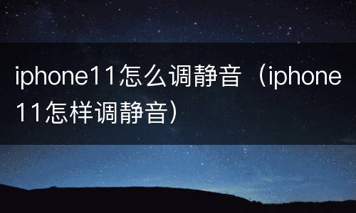 iphone11怎么调静音（iphone11怎样调静音）