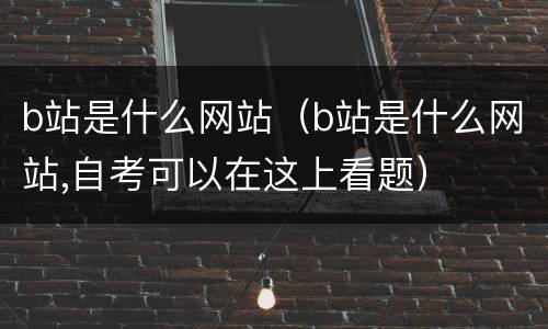 b站是什么网站（b站是什么网站,自考可以在这上看题）