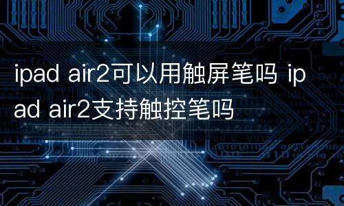 ipad air2可以用触屏笔吗 ipad air2支持触控笔吗