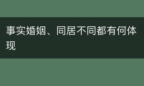 事实婚姻、同居不同都有何体现