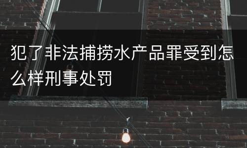 犯了非法捕捞水产品罪受到怎么样刑事处罚