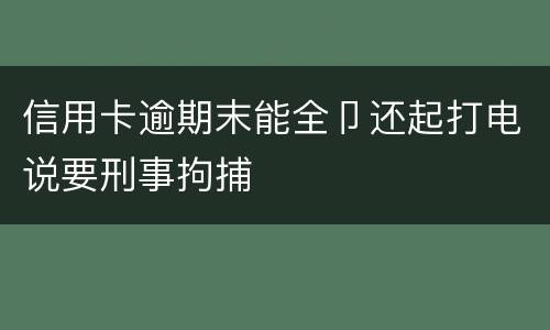 信用卡逾期末能全卩还起打电说要刑事拘捕