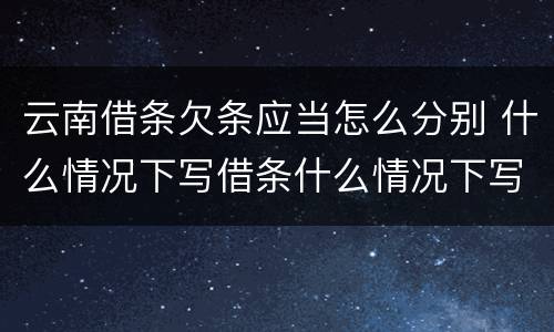 云南借条欠条应当怎么分别 什么情况下写借条什么情况下写欠条