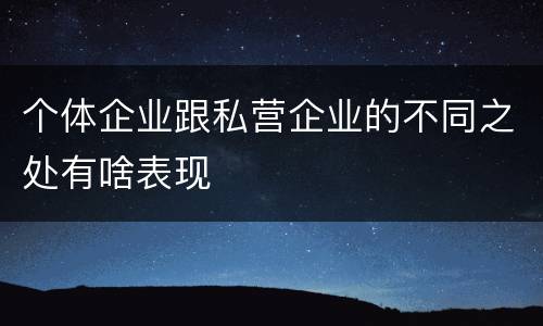 个体企业跟私营企业的不同之处有啥表现