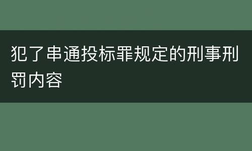 犯了串通投标罪规定的刑事刑罚内容