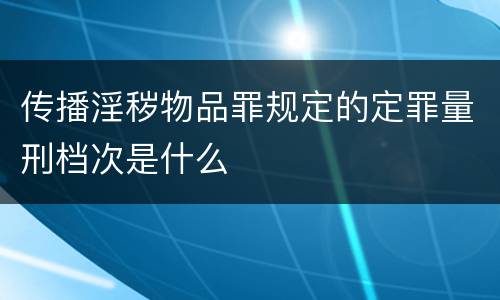 传播淫秽物品罪规定的定罪量刑档次是什么