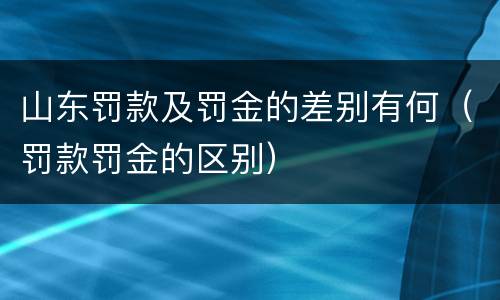 山东罚款及罚金的差别有何（罚款罚金的区别）